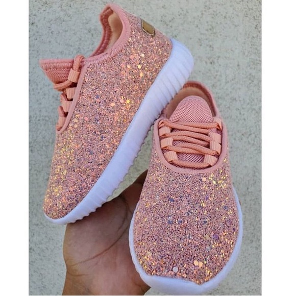 Dusty Pink Glitter Sneakers - Picture 2 of 7